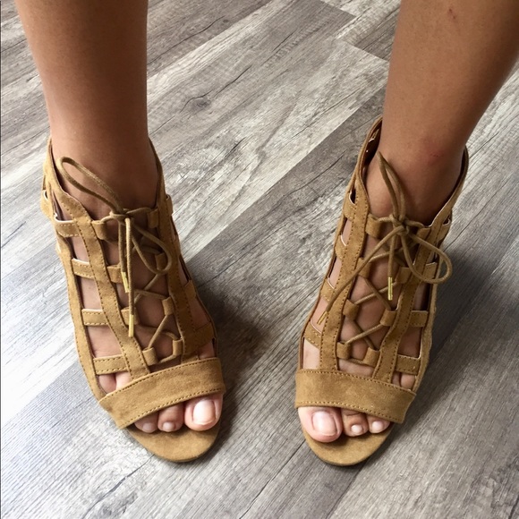 ‘Clyde’ Suede Caged Lace Up Heel - Picture 3 of 6